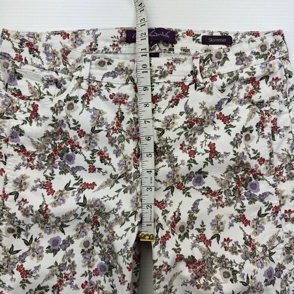 Gloria Vanderbilt Skimmer Pants 14 Floral Stretch Capris Button Hem Cotton - Picture 8 of 11